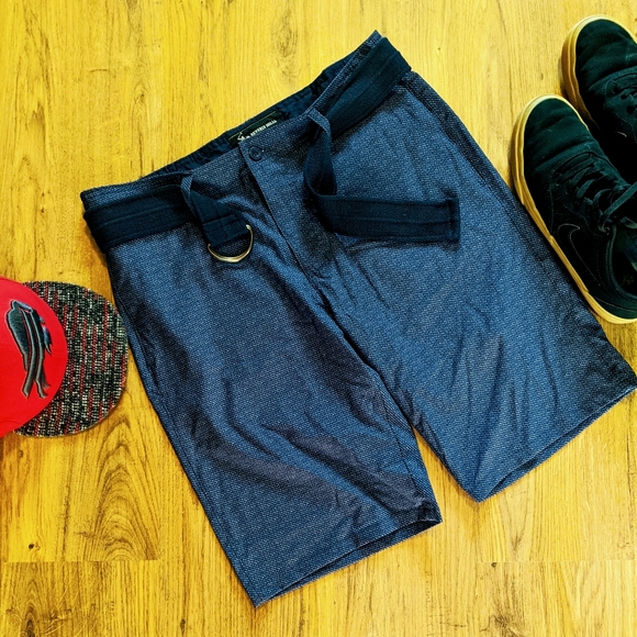 Beverly Hills Polo Club Men's Golf Casual Dress Walking Shorts Belt Blue Sz 34 - Picture 7 of 9